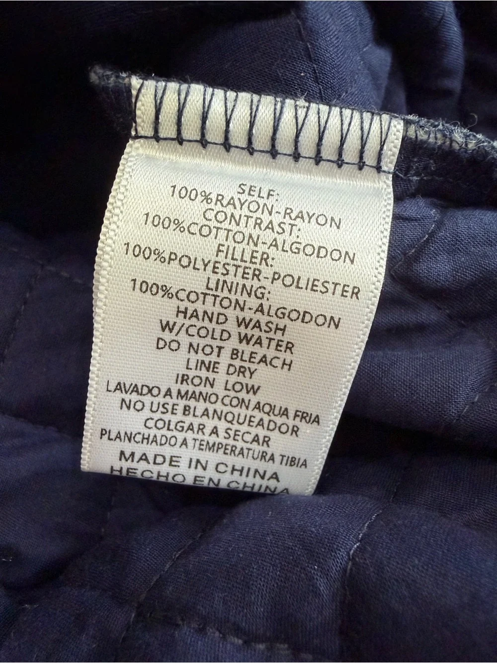 NWT Forte Quilted Floral Zip Jacket in Navy Size Small